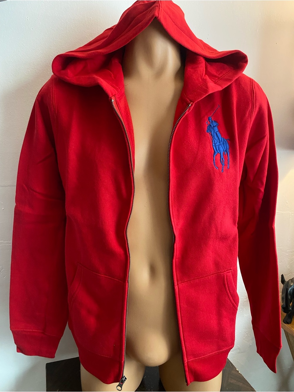 NWT Polo by Ralph Lauren Big Pony Red Zip-Up Hooded Sweatshirt Boy’s XL(18-20)